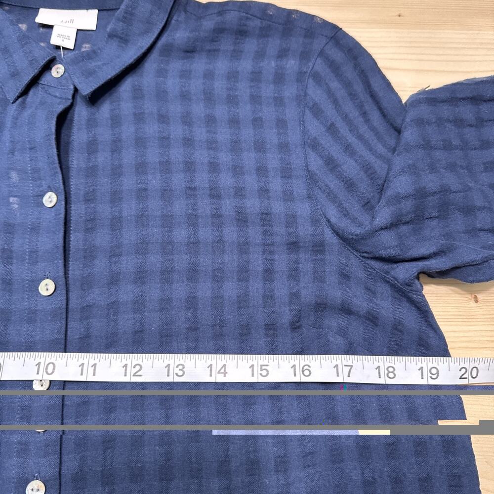 J Jill Tunic Everyday Blouse Womens S Blue Cotton Button Front Shirt Semi Sheer - Picture 8 of 13